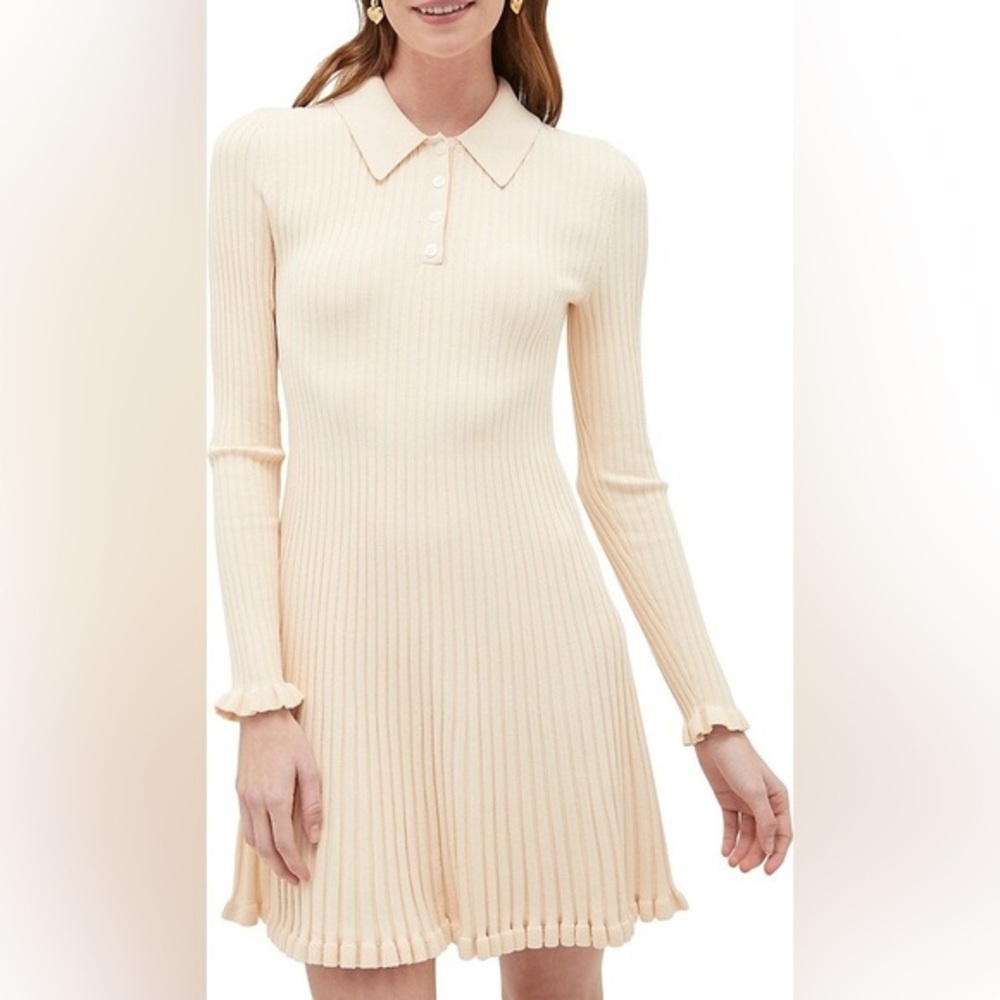 Hill House Beige Ribbed Collared Dress